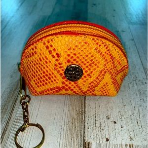Beautiful, mango, colored hand tool, genuine, leather coin, purse